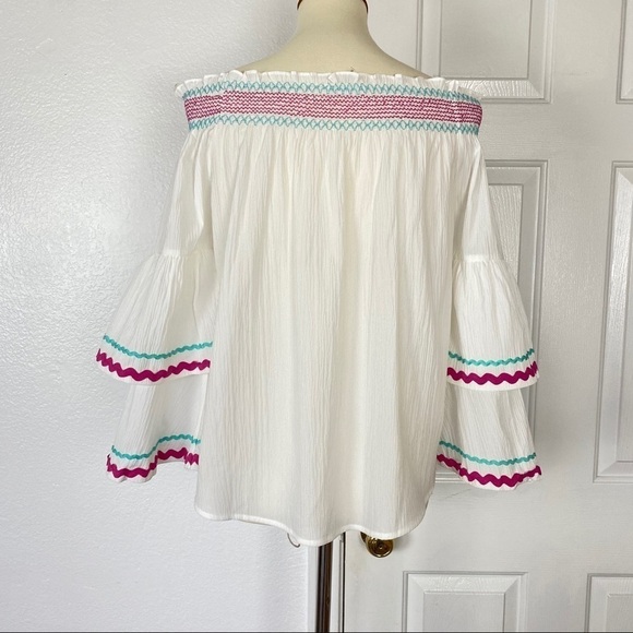 Entro Off Shoulder Blouse Double Gauze White S - Picture 5 of 8